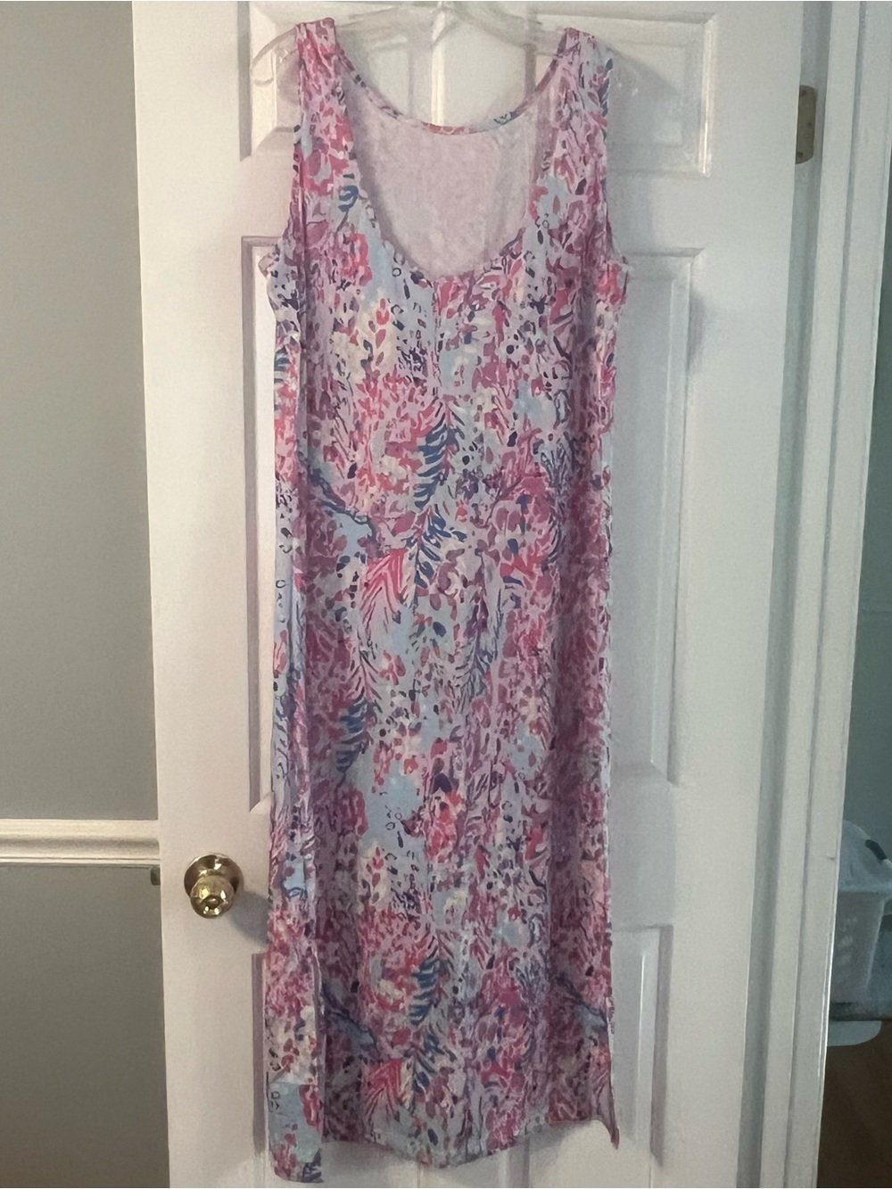 Sleeveless Floral Maxi Dress in Pink & Blue